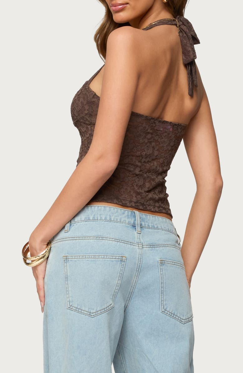 EDIKTED Zolah Sheer Lace Crop Halter Top, Alternate, color, 