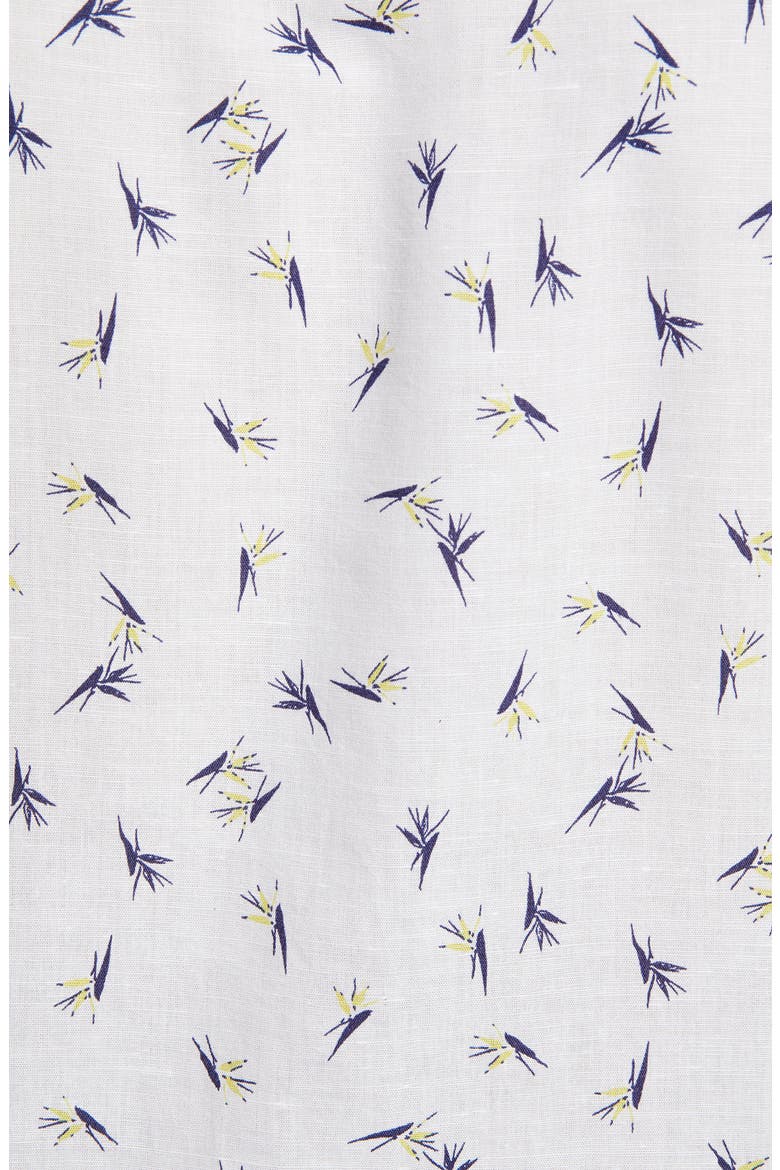 Ronn Slim Fit Print Short Sleeve Button-Up Linen & Cotton Shirt, Alternate, color, WHITE
