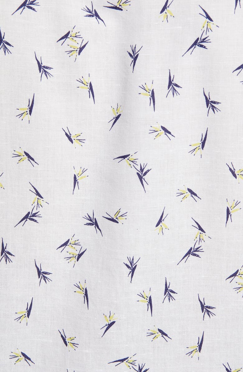 BOSS Ronn Slim Fit Print Short Sleeve Button-Up Linen & Cotton Shirt, Alternate, color, 