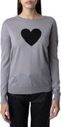 Zadig & Voltaire Gaby Intarsia Heart Wool Crewneck Sweater