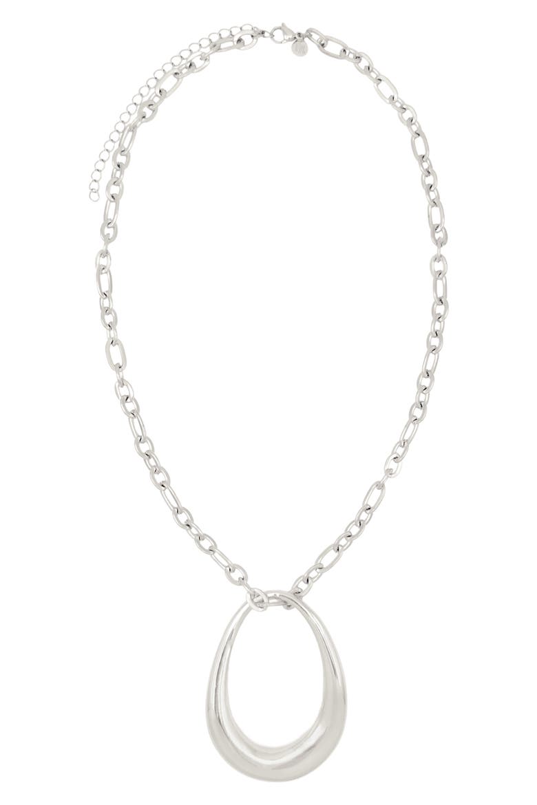 Delia Oval Pendant Necklace, Main, color, SILVER