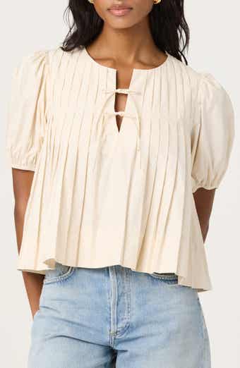 ASTR the Label Pleated Cotton Swing Top