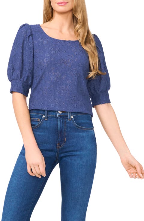 Floral Lace Puff Sleeve Top