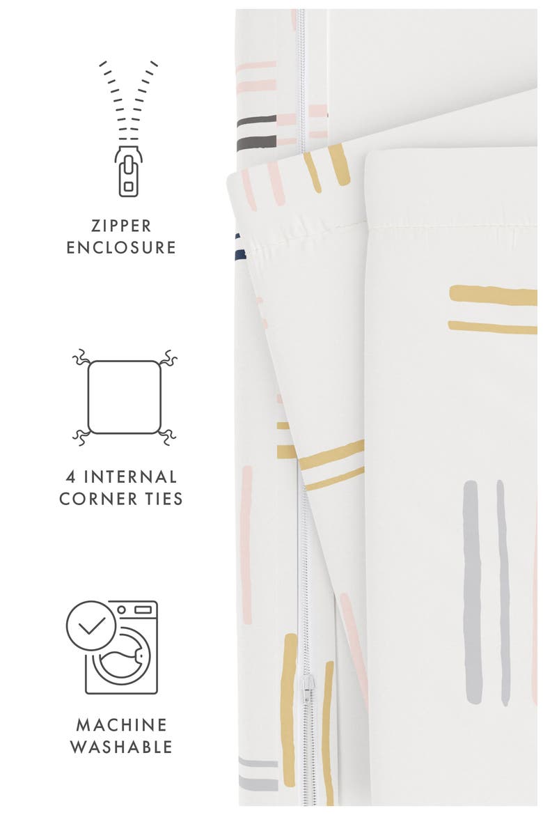 Premium Ultra Soft Geo Dash 3-Piece Duvet Cover Set, Alternate, color, CLAY