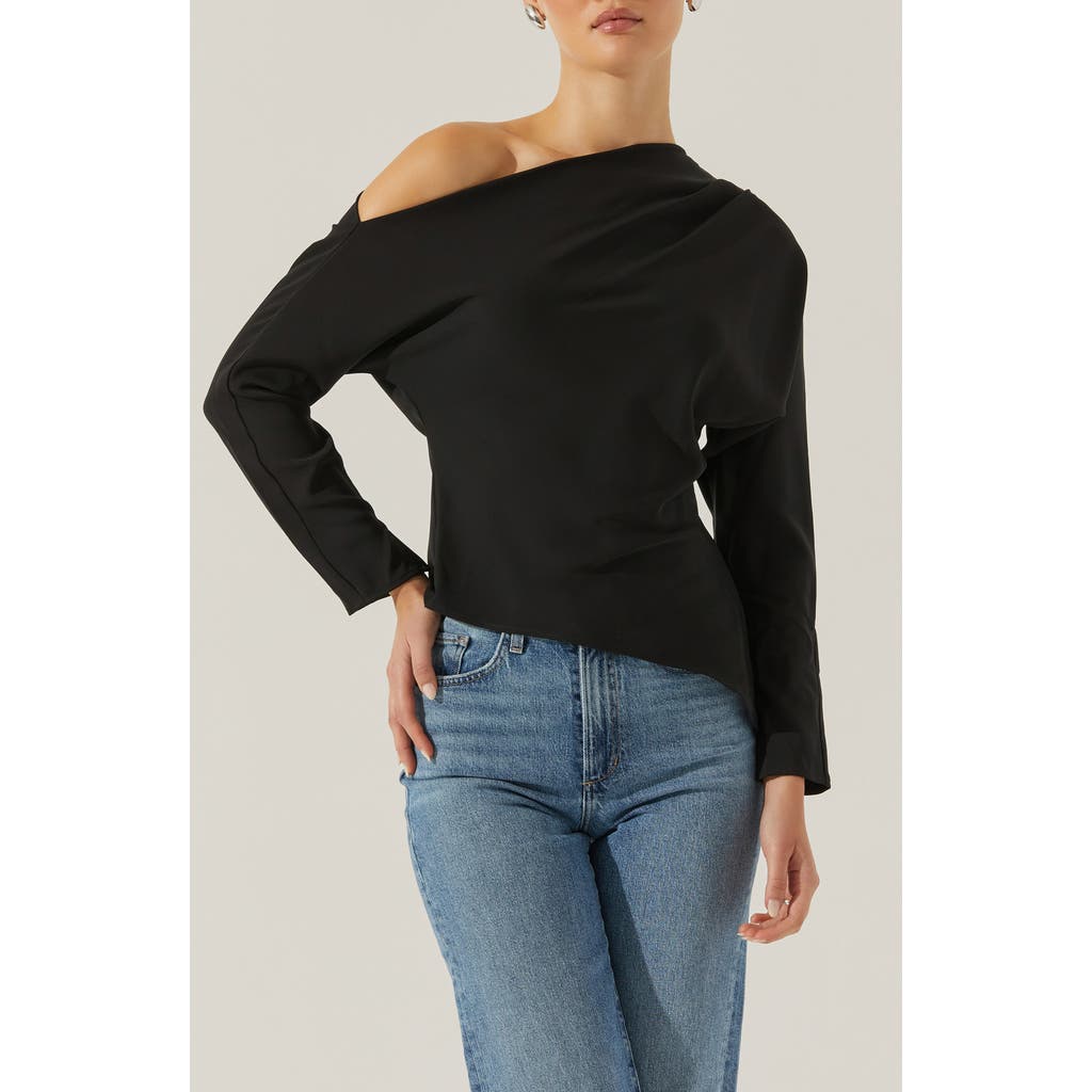 Astr The Label Orlia One-shoulder Woven Top In Black