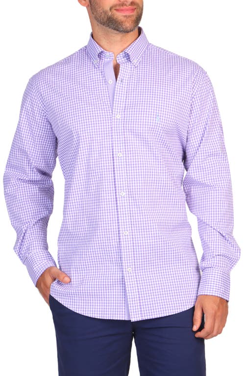 TailorByrd Gingham Stretch Button-Down Shirt in Lilac 