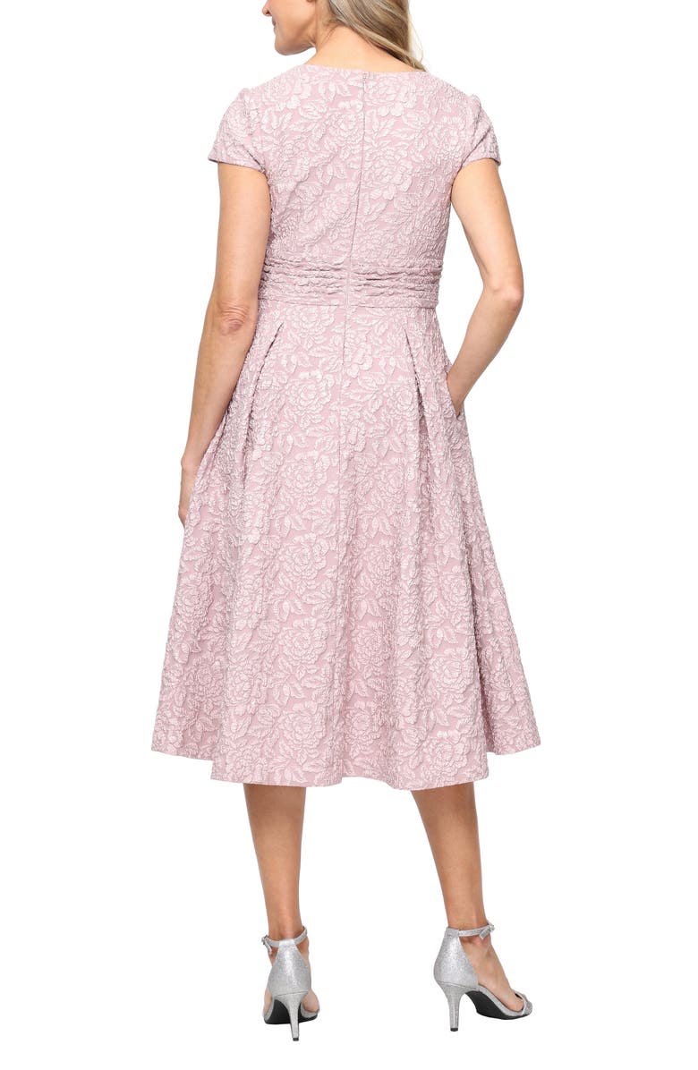 Alex Evenings Floral Embossed Cocktail Dress, Alternate, color, Blush