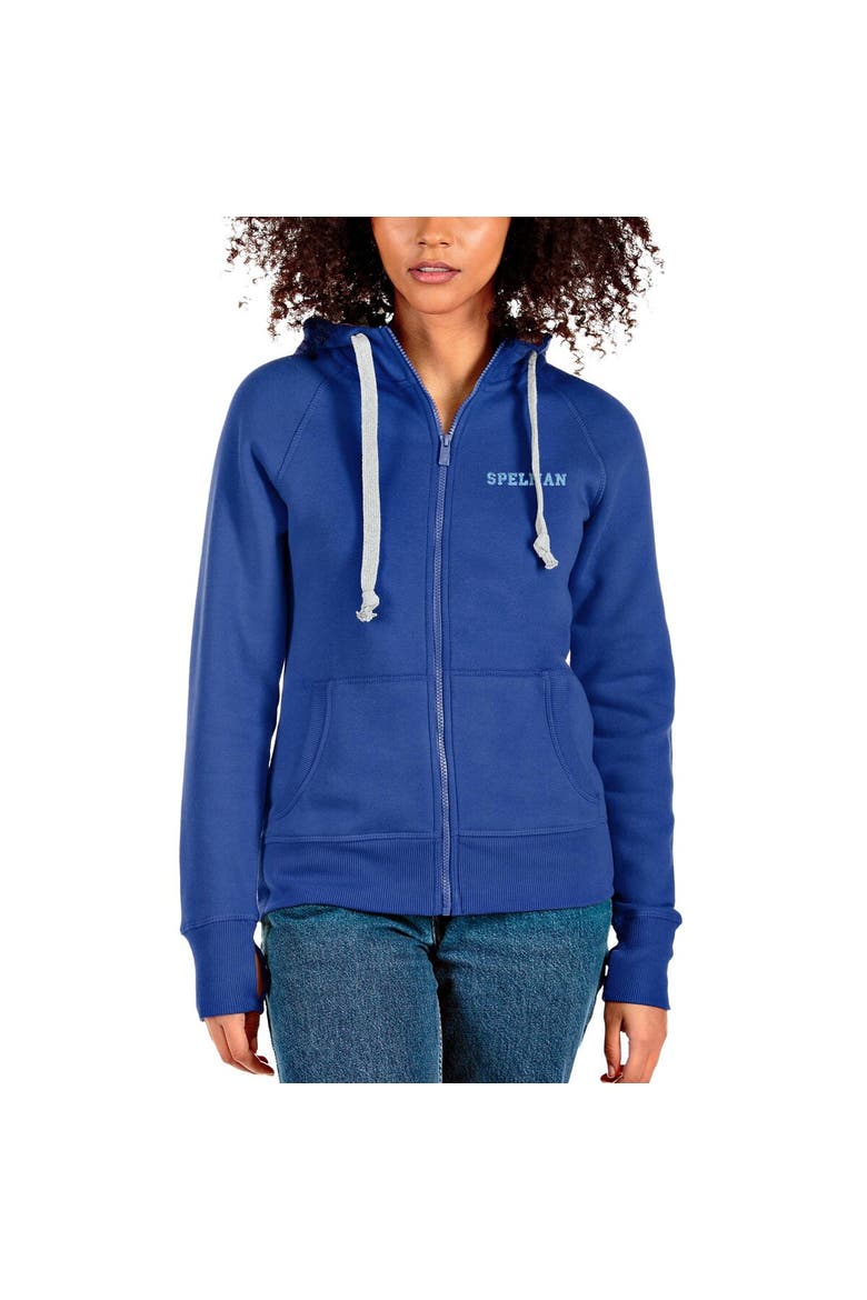 Women's Antigua Royal Spelman College Jaguars Victory Full-Zip Hoodie, Main, color, Royal