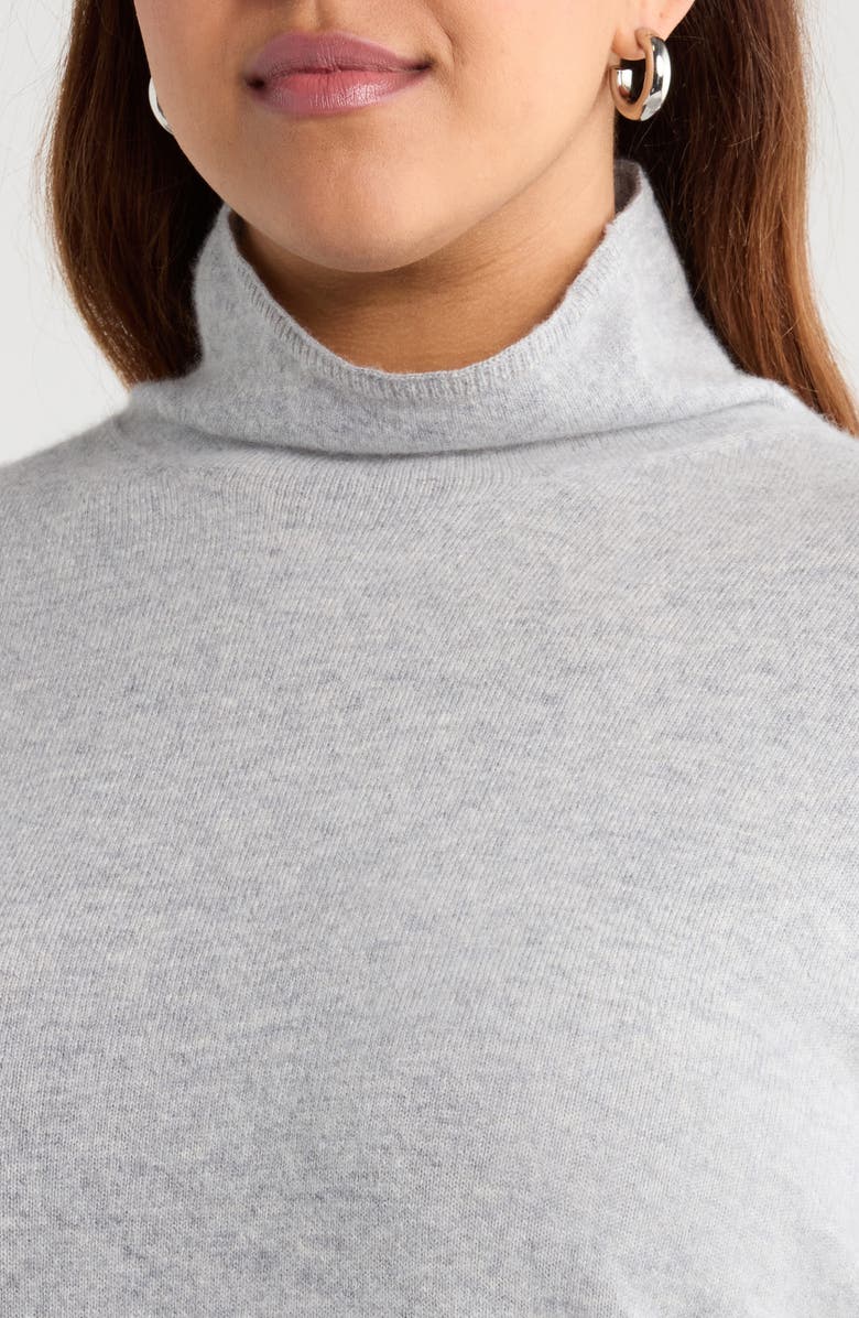 Nordstrom Oversize Cashmere Turtleneck Sweater, Alternate, color, Grey Silk Heather