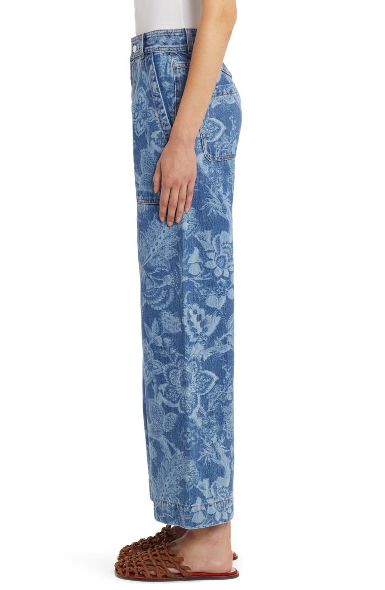 Etro Dancer Floral Print Wide Leg Jeans, Alternate, color,