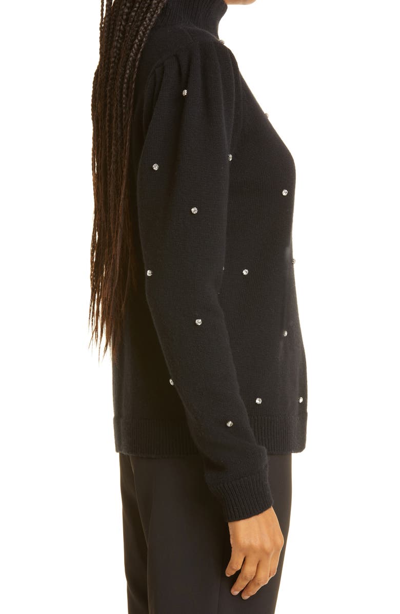 Milly Crystal Embellished Turtleneck Merino Wool Blend Sweater, Alternate, color, 