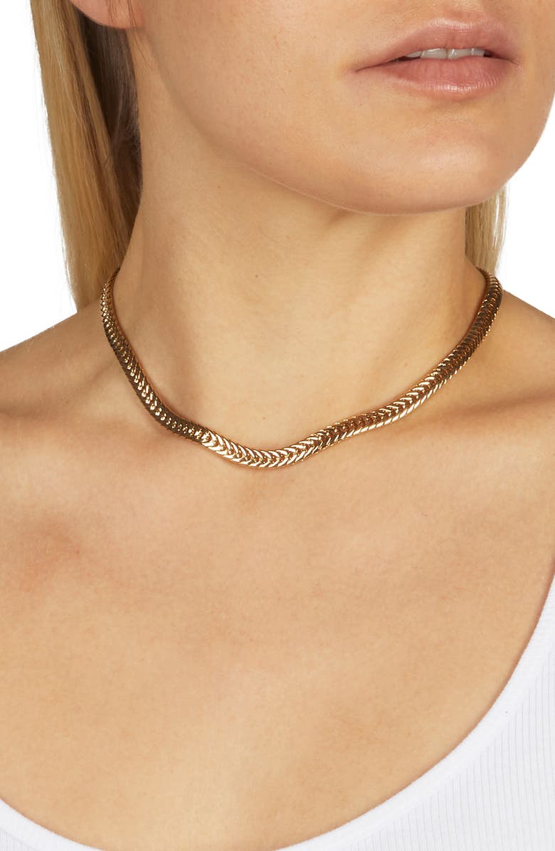 Rebecca Minkoff Braided Chain Collar Necklace, Alternate, color,
