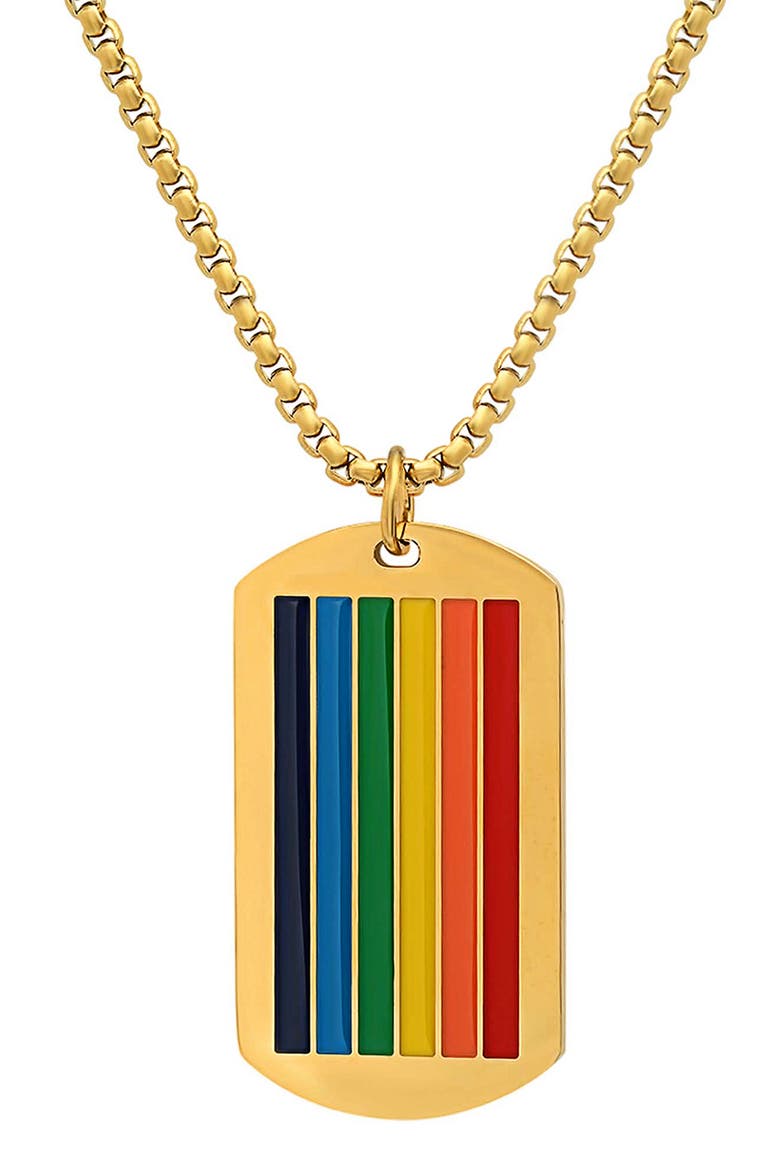 Men's Enamel Dog Tag Pendant Necklace, Main, color, GOLD