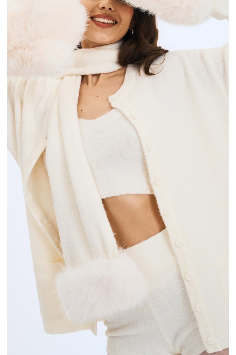 Selma Wool-Blend Ribbed Knit Scarf, Alternate, color, White