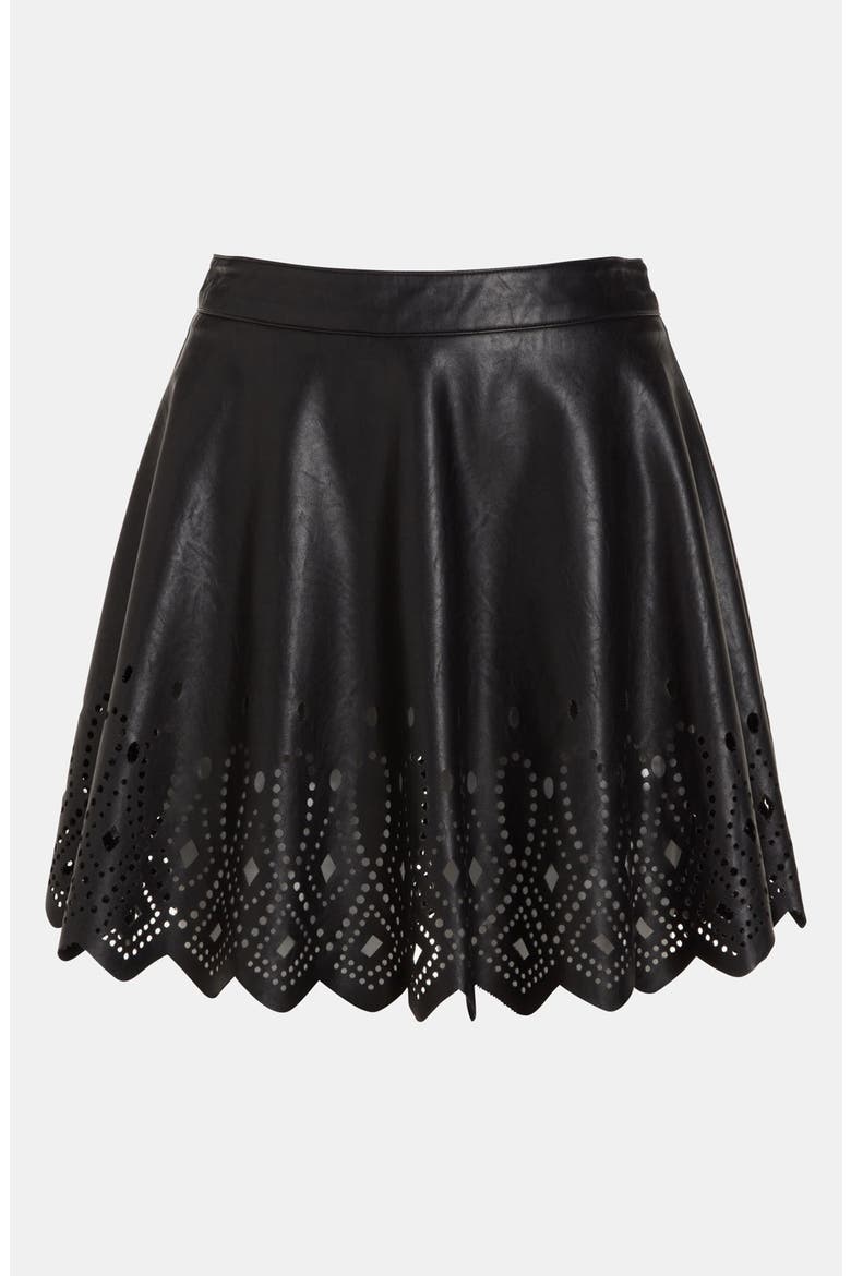 ASTR Cutout Faux Leather Skirt, Alternate, color, BLACK