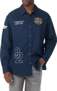 True Religion Logo Graphic Long Sleeve Cotton Shirt