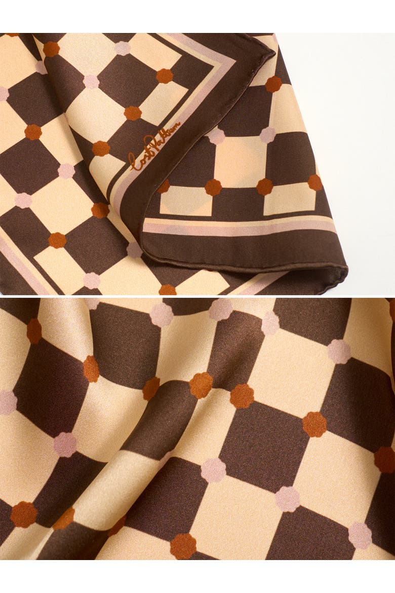 Checkerboard Pocket Square, Alternate, color, Coffee
