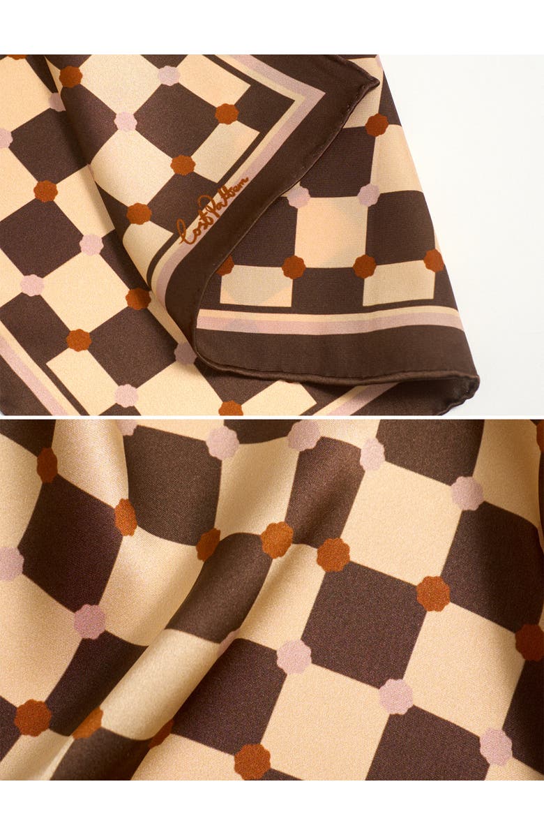 Lost Pattern Checkerboard Pocket Square, Alternate, color, Coffee