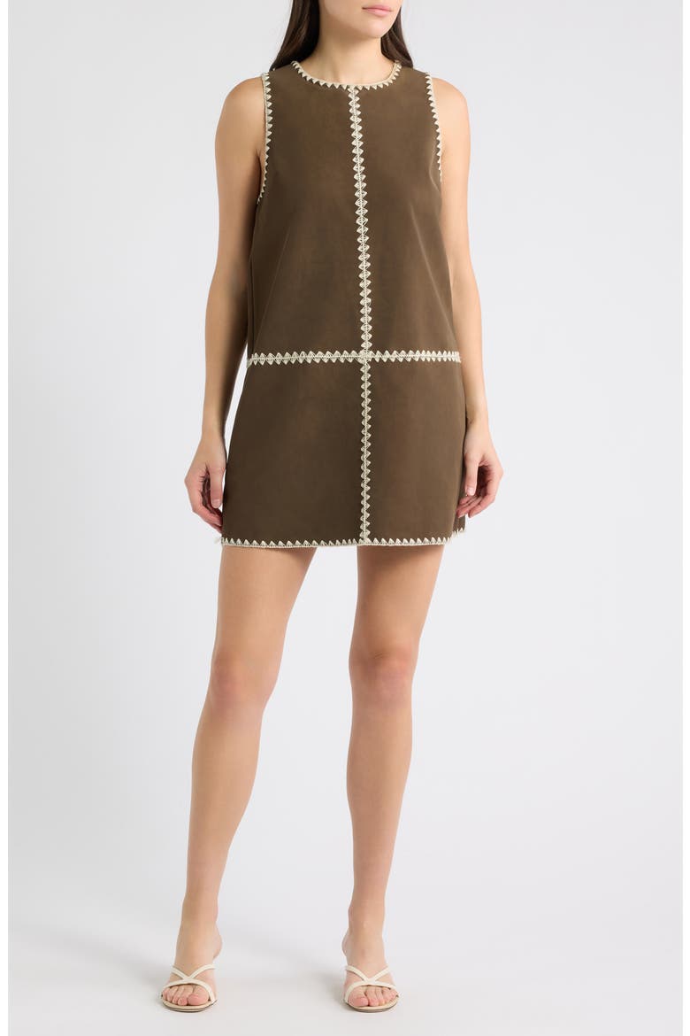 Haleigh Faux Leather Shift Minidress, Main, color, BROWN