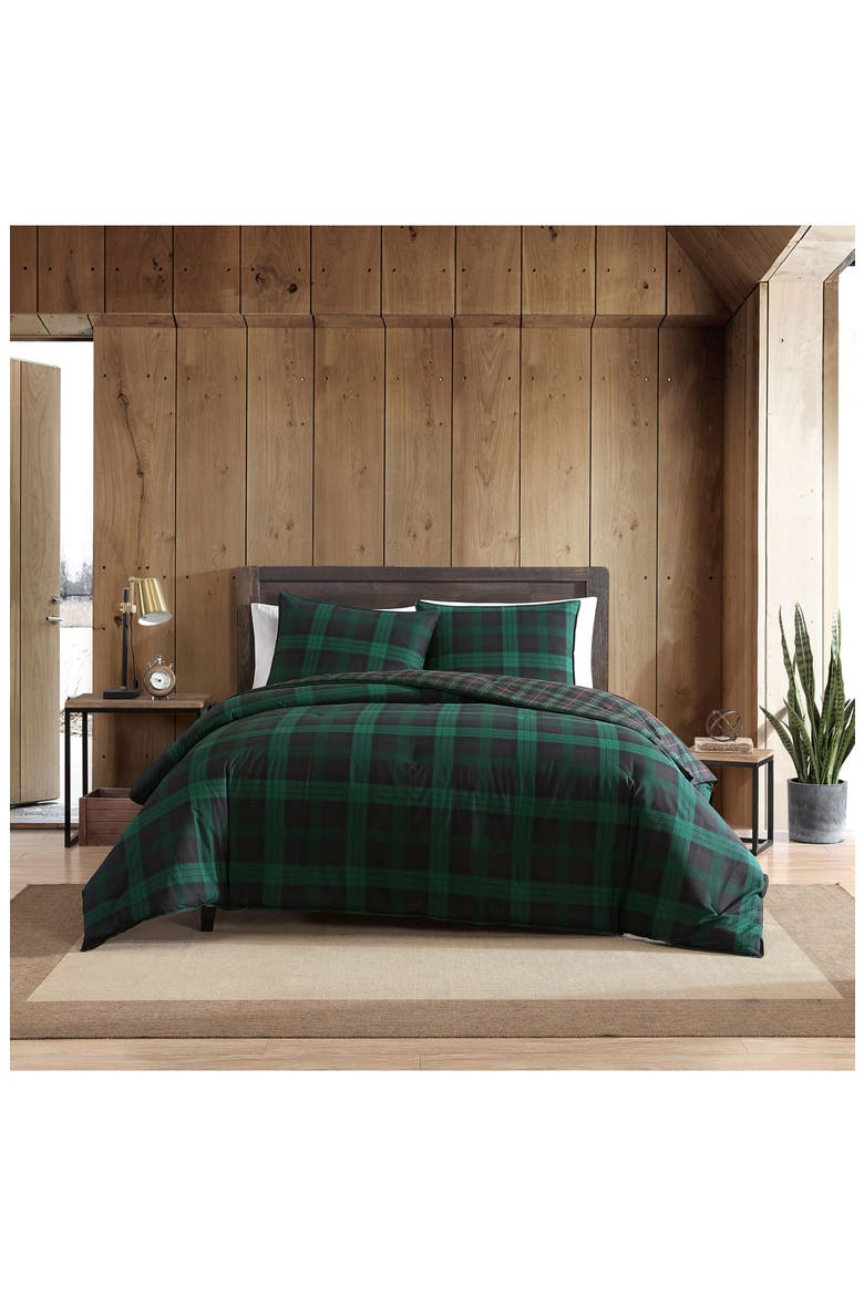 Woodland Tartan Plaid Twin Comforter Set, Alternate, color, PINE