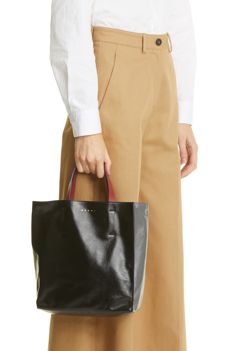 Marni Museo Small Colorblock Leather Tote, Alternate, color,