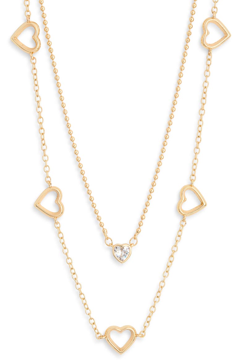 Set of 2 Assorted Cubic Zirconia Chain Necklaces, Alternate, color, CLEAR- GOLD