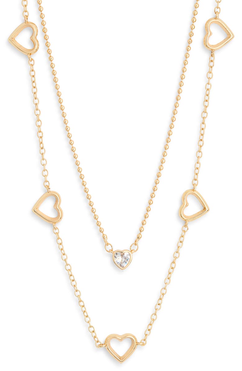 Leith Set of 2 Assorted Cubic Zirconia Chain Necklaces, Alternate, color, Clear- Gold