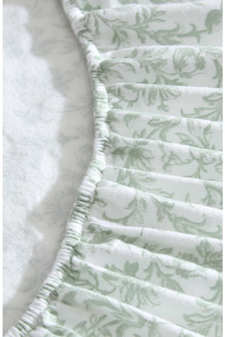 Brinna Floral Cotton Flannel Sheet Set, Alternate, color, LIGHT GREEN