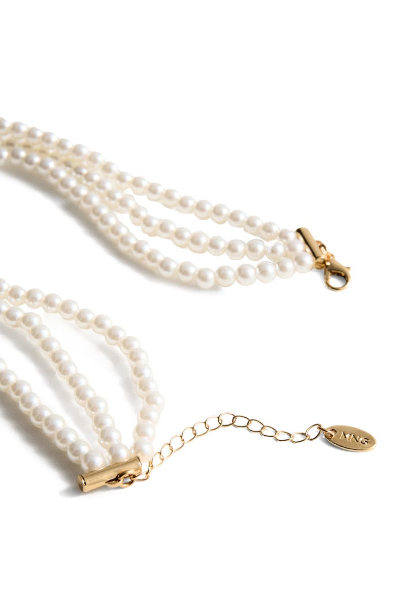 MANGO Faux Pearl Triple Strand Necklace, Alternate, color, 
