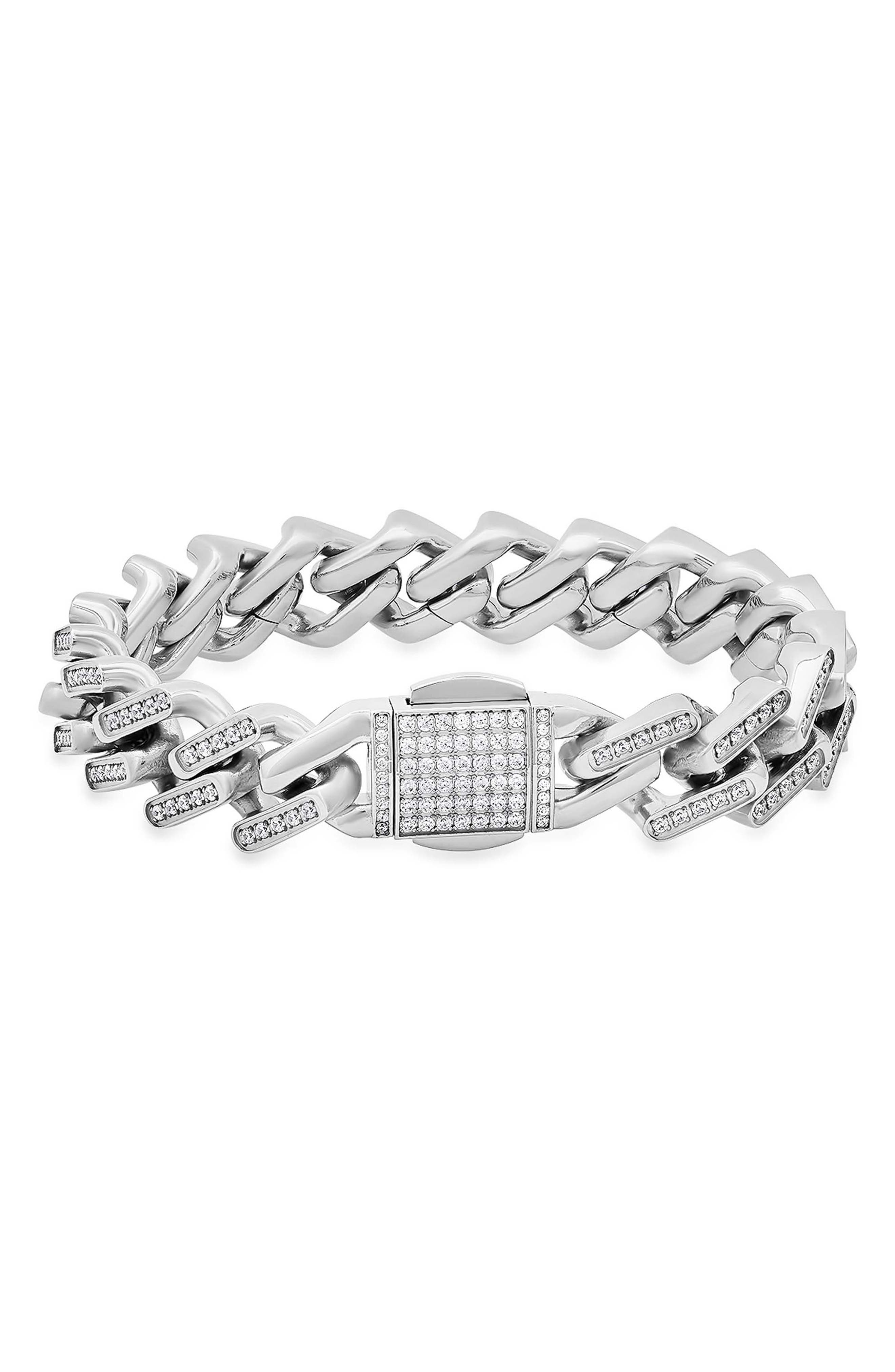 Men's Cubic Zirconia Curb Chain Bracelet