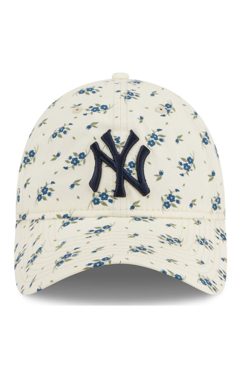 New Era Women's New Era Cream New York Yankees Chrome Bloom 9TWENTY Adjustable Hat, Alternate, color,