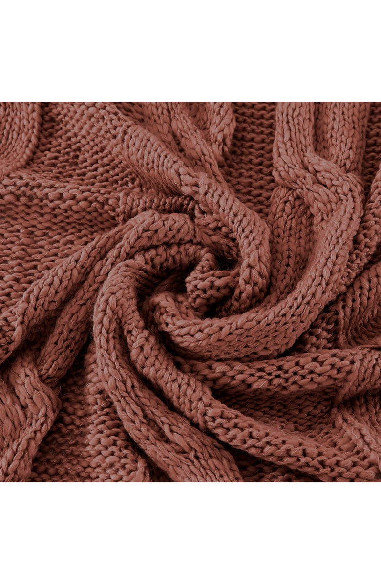 Modern Threads Cable Knit Throw Blanket, Alternate, color, Nutmeg