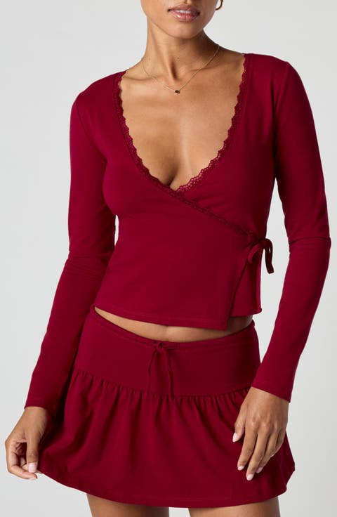 Stretch Jersey Wrap Top