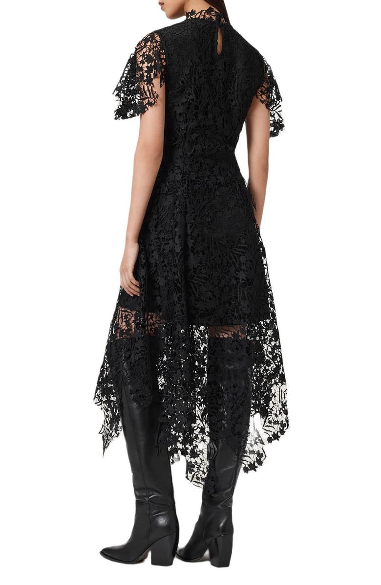 AllSaints Saege Lace Midi Dress, Alternate, color, Black