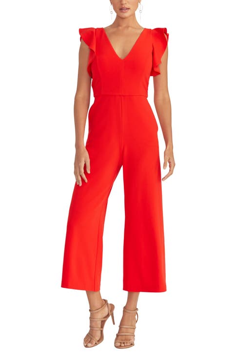 Kate Ruffle Sleeve V-Neck Jumpsuit