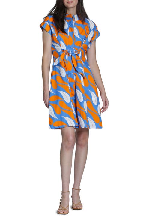 Floral Print Belted A-Line Dress