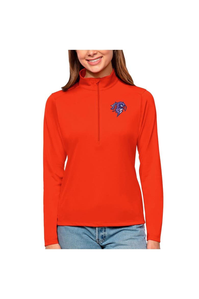 Women's Antigua Orange Halifax Thunderbirds Tribute Quarter-Zip Pullover Top, Main, color, Orange