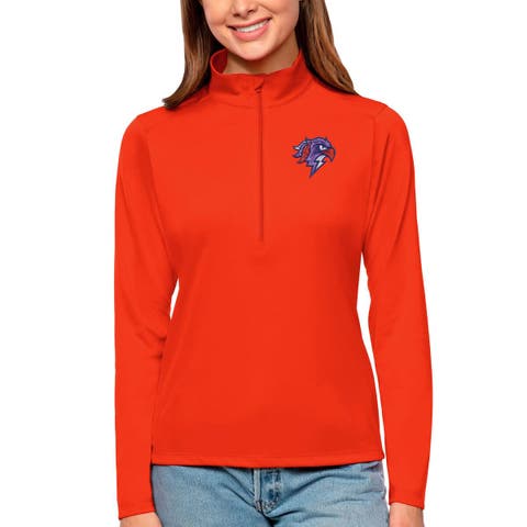Women's Antigua Orange Halifax Thunderbirds Tribute Quarter-Zip Pullover Top