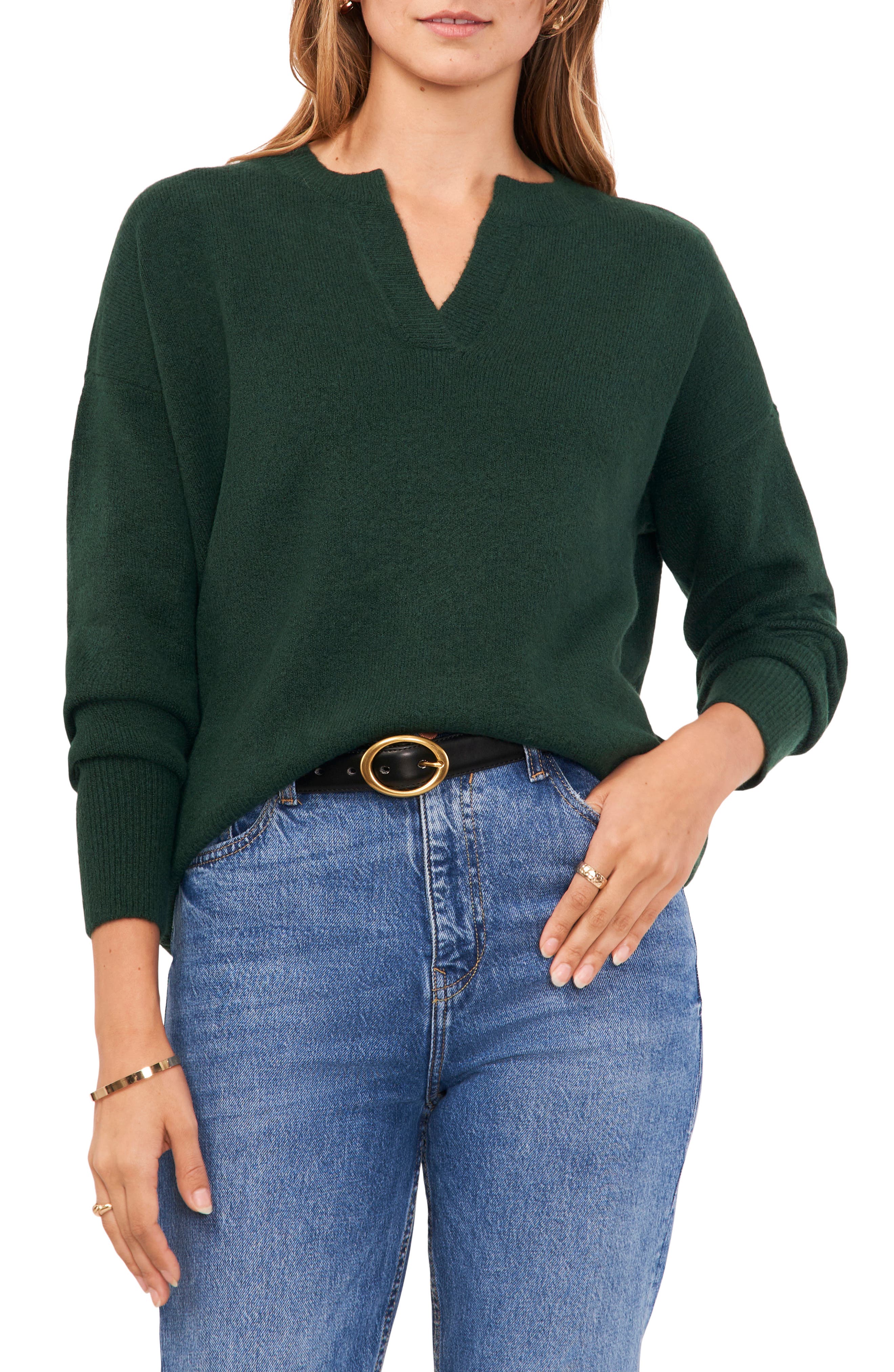 Drop Shoulder V-Neck Sweater