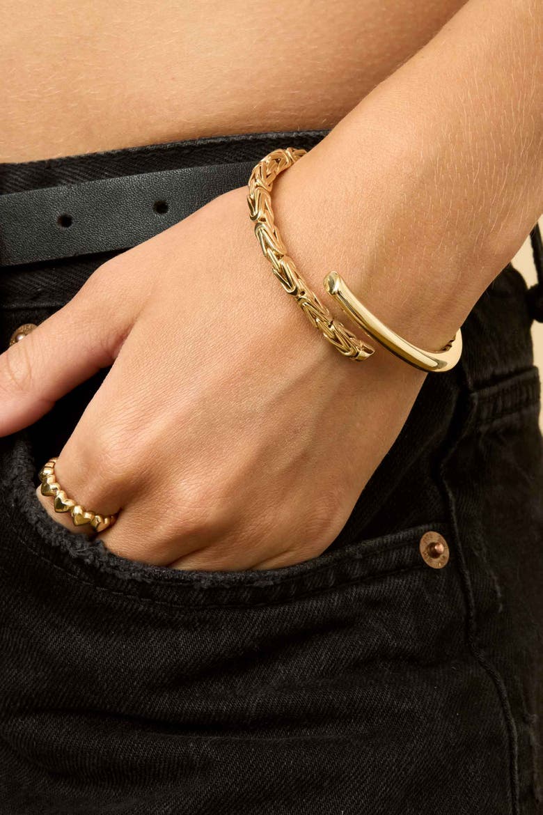 14K Yellow Gold Byzantine Bypass Bangle, Alternate, color, Yellow Gold