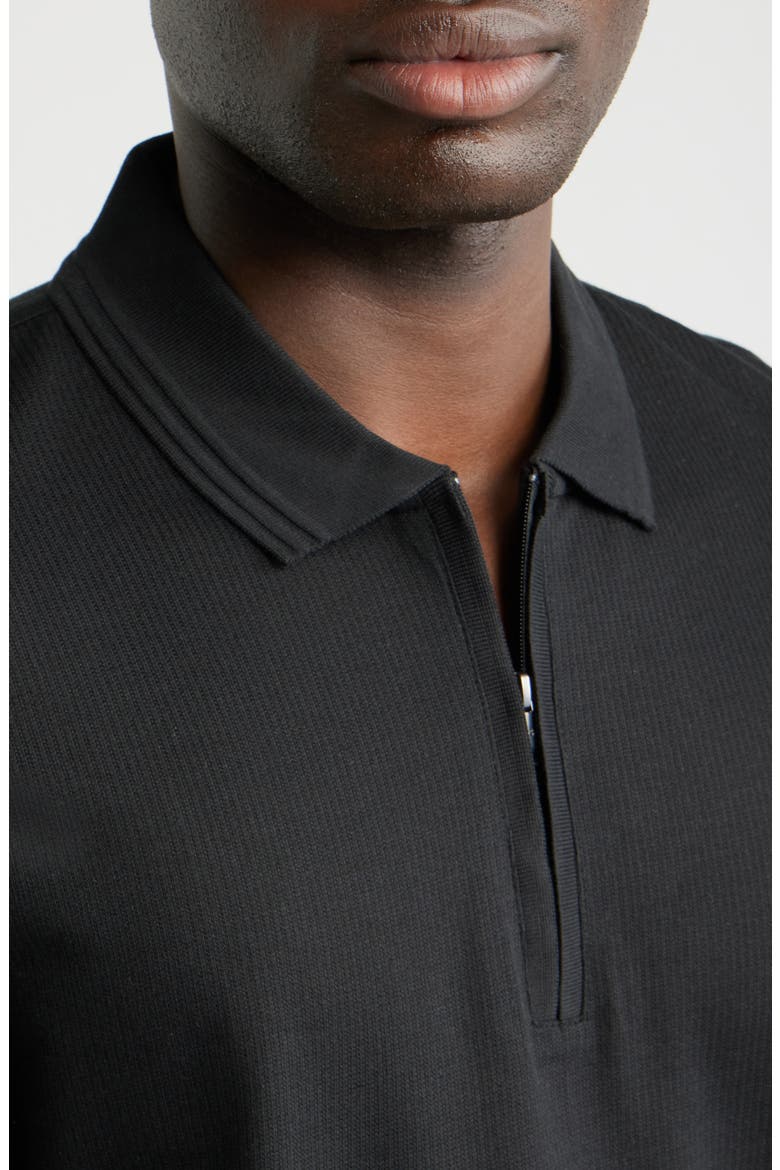 Paras Piqué Zip Polo, Alternate, color, BLACK