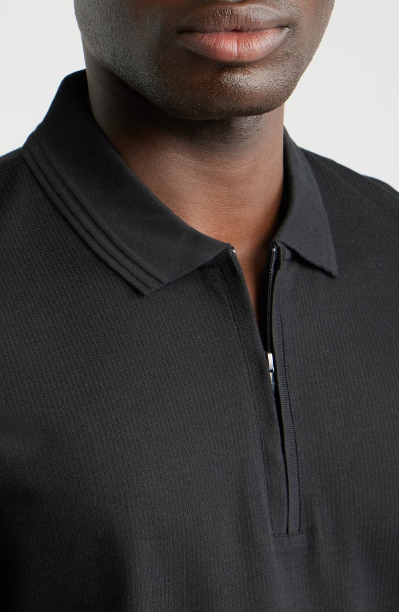 BOSS Paras Piqué Zip Polo, Alternate, color, Black