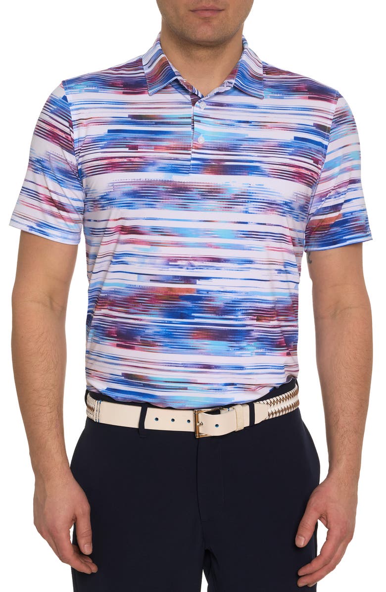 Robert Graham Watzmann Broken Stripe Performance Golf Polo, Main, color,