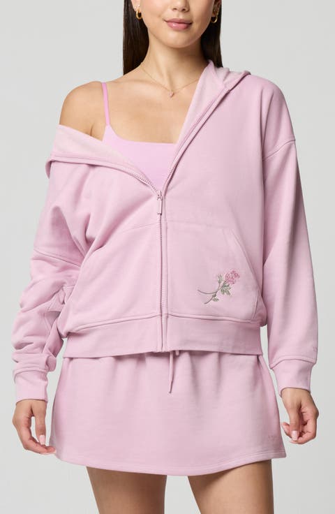 Cozy Crush Forever Embroidered Oversize Graphic Zip Hoodie