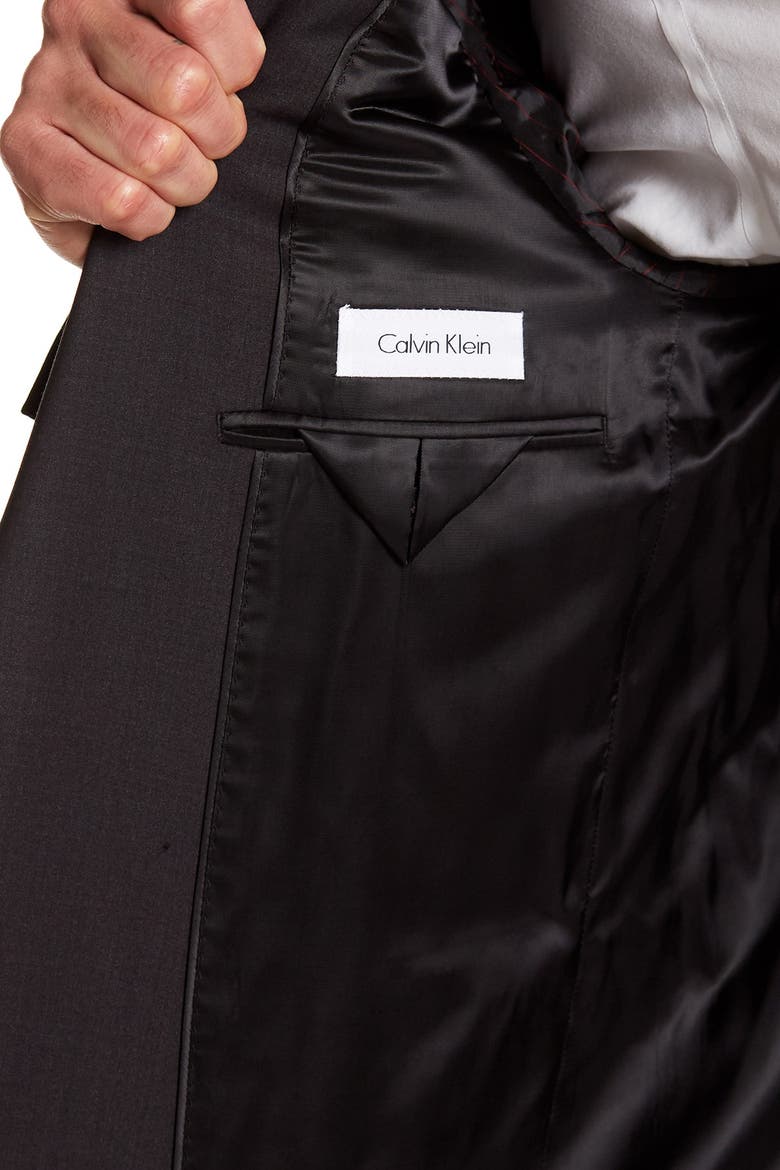Solid Gray Wool Suit Suit Separate Jacket, Alternate, color, CHARCOAL