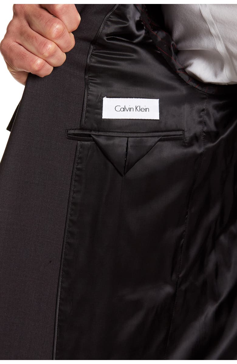 Calvin Klein Solid Gray Wool Suit Suit Separate Jacket, Alternate, color, 