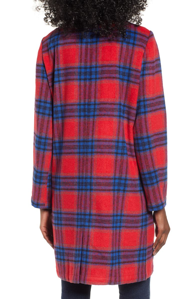 BP. Plaid Double Breasted Coat, Alternate, color,
