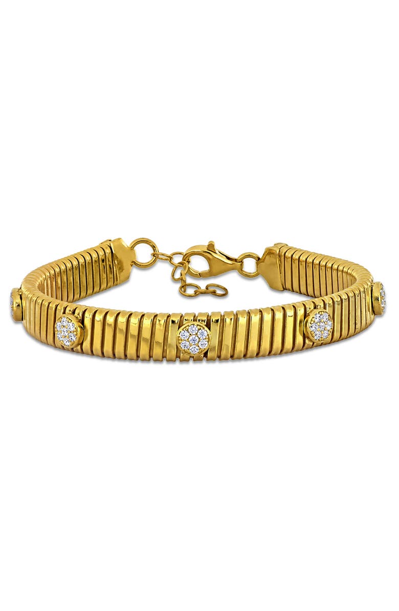 Julianna B. Cubic Zirconia Omega Cluster Bracelet Yellow Plated, Main, color, Yellow-Plated
