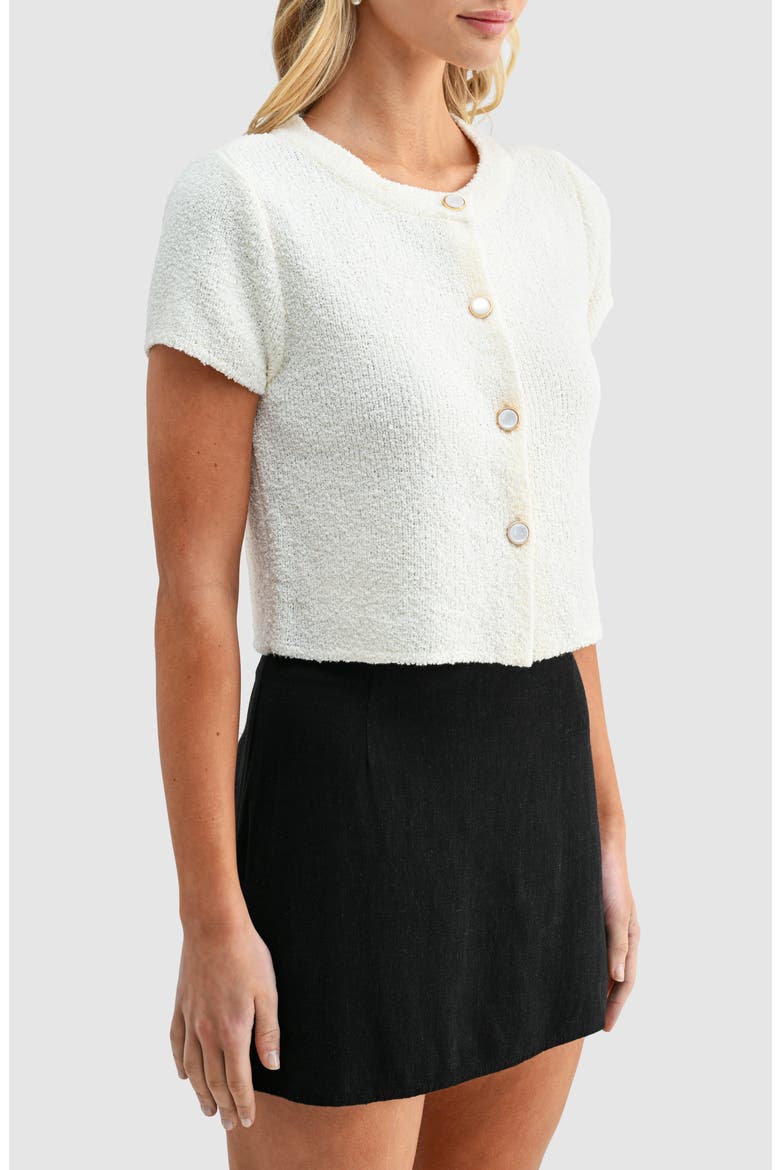 Short Sleeve Crop Cardigan, Alternate, color, CREAM