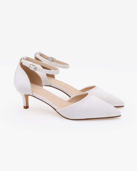 Farah Satin pointed toe Kitten Low Heel Wedding Shoes